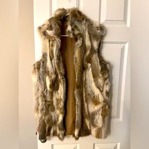 Adrienne Landau long rabbit fur vest